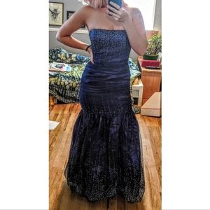 Sapphire Strapless Mermaid Fishtail Evening Gown